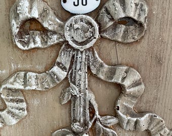 Vintage French Enamel Plaque// Antique Enameled Sign// Vintage Enamel Numbers// Industrial Sign