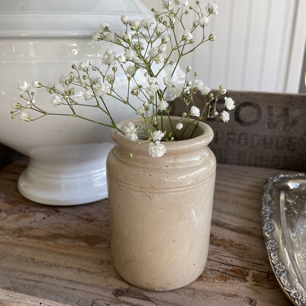 English Stoneware Pot// Vintage Stoneware Jar// English Marmalade Pot// Antique Stoneware//  Glazed Stoneware Jar