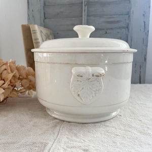 Antique French Vegetable Tureen// French Vintage Small Tureen//  Antique French White Tureen// Vintage French Tureen