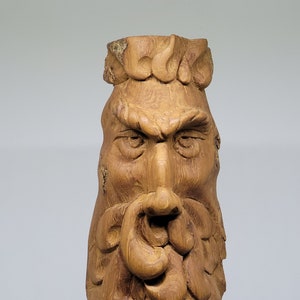 Handmade Viking Wood Carving Sculpture: Norse Mythology Inspired