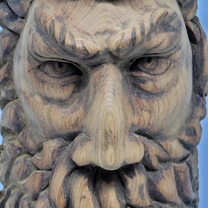 Viking Wood Carving Sculpture, inspired on Norse Mythology, handmade with special attention to details which bring character and personality