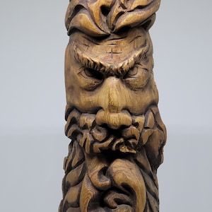 Viking Wood Carving Sculpture, inspired on Norse Mythology, handmade with special attention to details which bring character and personality