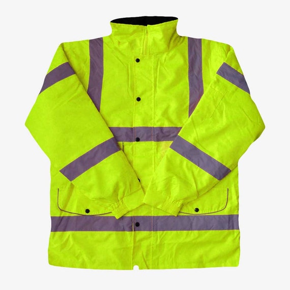 Reflective Fire Warden High Visibility Hi Vis Viz Parka Jacket Safety Coat