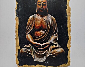 Buddha, spiritual gifts, ancient history, Miniature, stone Fresco (VISUAL PRINT)