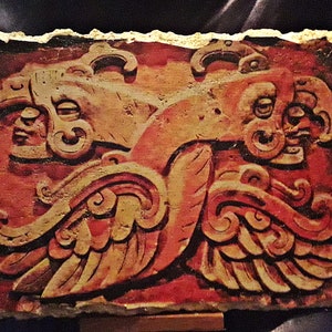 Macaw, Copan, Mayan civilization Art, ancient history, stone Fresco (VISUAL PRINT)