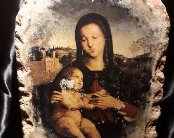 Mary Child Jesus, wedding gift, religious history, stone fresco