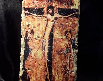 Handmade Jesus Fresco: UV Print on Stone