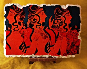 Ladies in Blue, Minoan Knossos Palace, 1600-1450 BCE, fresco