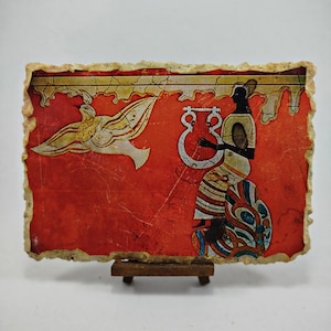 Minoan maiden with prayer beads Fresco Pottery, wall art, ancient Minoans, fresco