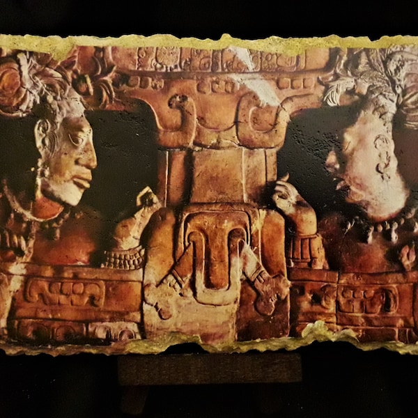 Piedras Negras, Mayan throne Art, wedding gift, stone Fresco