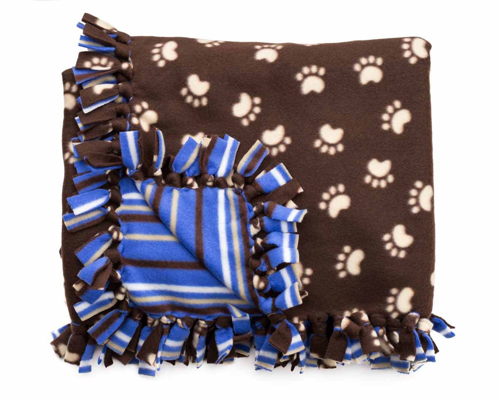 Paw Prints and Stripes Fleece Blanket Dog Blanket Cat Etsy