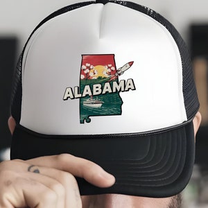 Sombrero vintage de Alabama, sombrero Otto de perfil alto, sombrero del estado de Alabama, Alabama retro, sombrero de espuma de Alabama
