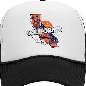 Vintage California Hat, High Profile Otto Hat, State of California Hat, Retro CA, California foam hat