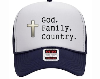 God Family Country Trucker Hat, Otto High Profile Mesh Hat
