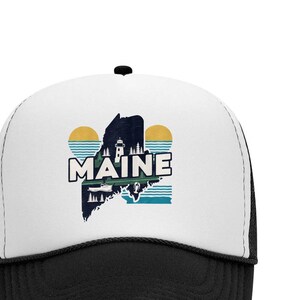 Vintage Maine Hat, High Profile Otto Hat, State of Maine Hat, Maine Retro , Maine foam hat, ME