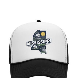 Vintage Style Mississippi Hat, High Profile Otto Hat, State of Mississippi Hat, Mississippi Retro , Mississippi foam hat, MS