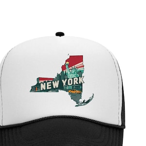 Vintage Style New York Hat, High Profile Otto Hat, State of New York Hat, New York Retro, New York foam hat, NY