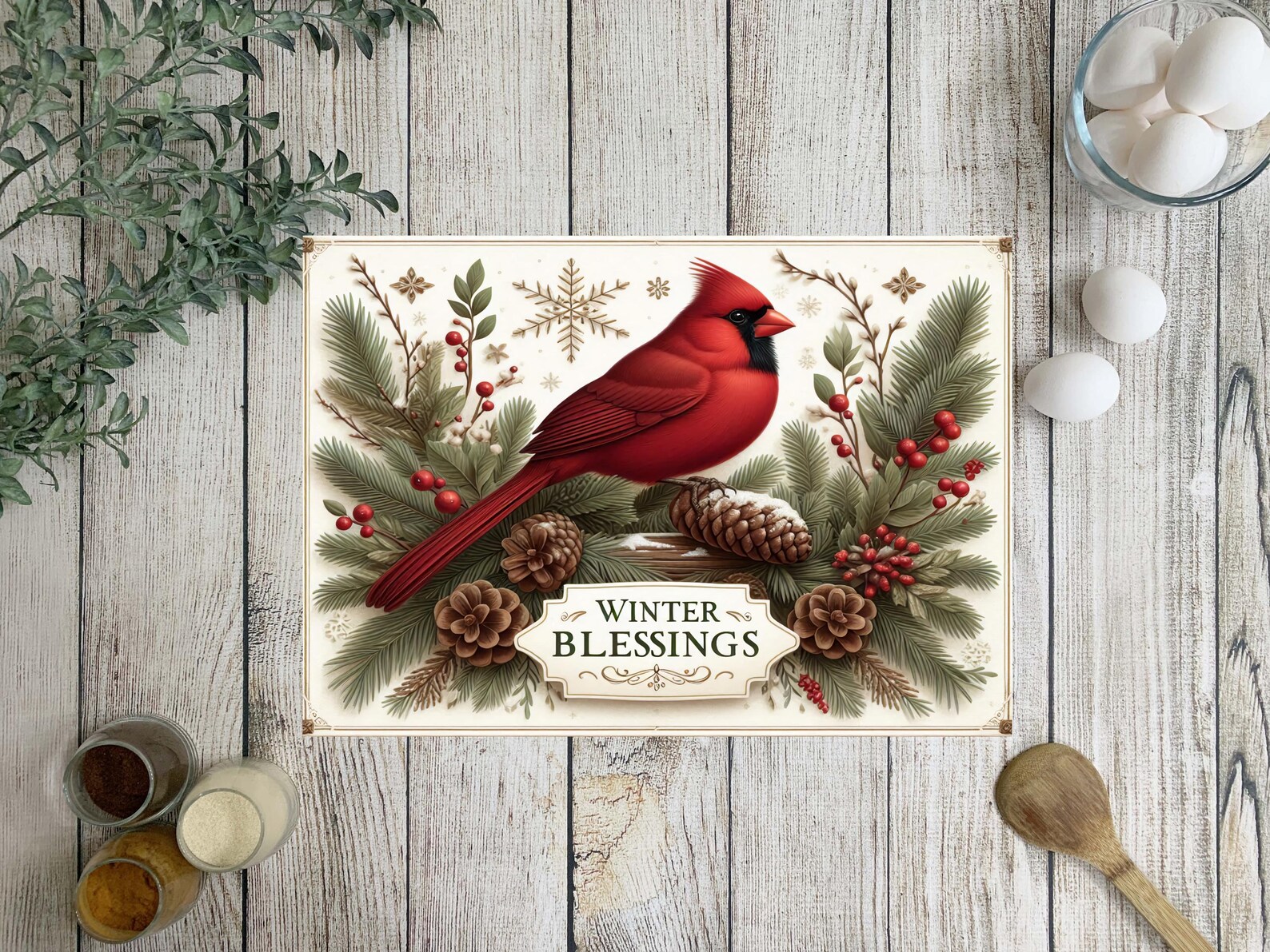 Christmas Cardinal Glass Cutting Board, Winter Cardinal Board ...