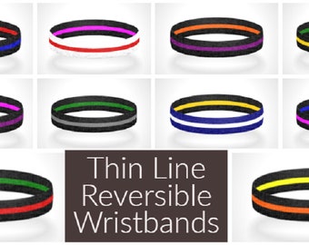 Reversible Thin Line Wristband Bracelet - Pick any 2 lines - Show Your Support and Appreciation