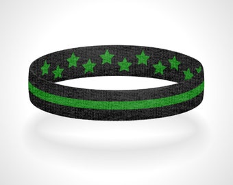 Pulseira reversível fina verde linha pulseira suporte militar e oficiais de conservação