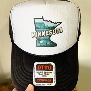 Vintage Style Minnesota Hat, High Profile Otto Hat, State of Minnesota Hat, Minnesota Retro , Minnesota foam hat, MN