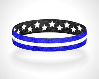 Reversible Thin White Line Bracelet Wristband Support Local EMT/EMS