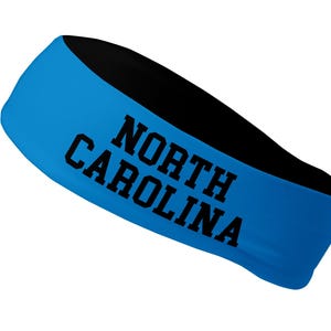 Reversible Custom Colors State of North Carolina Headband, Athletic Headband, Tailgate Headband Sport Headband Womens Headband Mens Headband