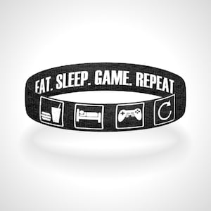 Reversible Eat Sleep Game Repeat Bracelet Wristband