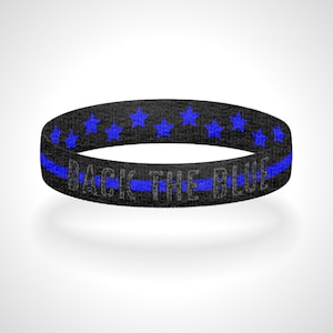 Reversible Thin Blue Line Back the Blue Police Appreciation Wristband Bracelet