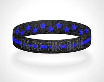 Reversible Thin Blue Line Back the Blue Police Appreciation Wristband Bracelet