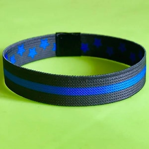 Reversible Thin Blue Line Police Appreciation Wristband Bracelet