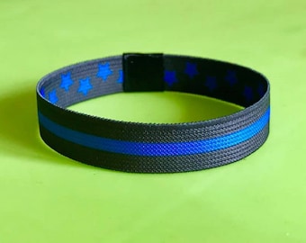 Reversible Thin Blue Line Police Appreciation Wristband Bracelet