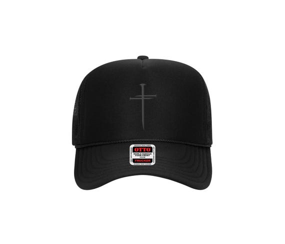 Monotone Cross Foam Hat, Scripture Cap, Word of God Hat, Blackout Cross, Whiteout Cross, Puffed Cross Hat, Black on Black Cross Hat,