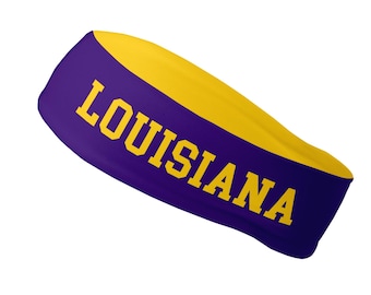 Reversible Custom Colors State of Louisiana Headband, Athletic Headband, Tailgate Headband, Sport Headband, Womens Headband, Mens Headband