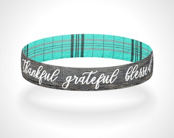 Reversible Thankful Grateful Blessed Bracelet Wristband Handmade