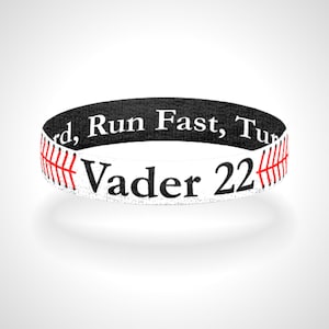 Reversible Custom Baseball Wristband Bracelet Hit Hard, Run Fast, Turn Left