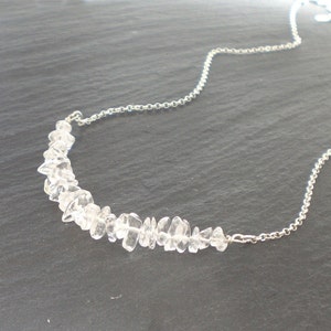 Shiny rock crystal necklace - sterling silver chain - 925 silver, n973