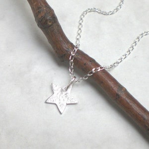 Delicate necklace with star brushed 925 silver - small star necklace - tiny - minimalist - 925 sterling silver, k982