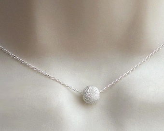 Shiny 925 silver ball chain with diamond-cut details: minimalist elegant necklace (k979)