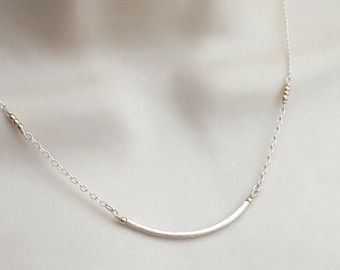 Eenvoudige staafketting gebogen 925 zilver, minimalistisch, k988