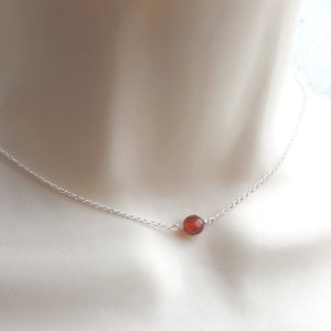 Rote Karneol Halskette 925 Silber Choker kurze feine Kette, n960 Bild 1