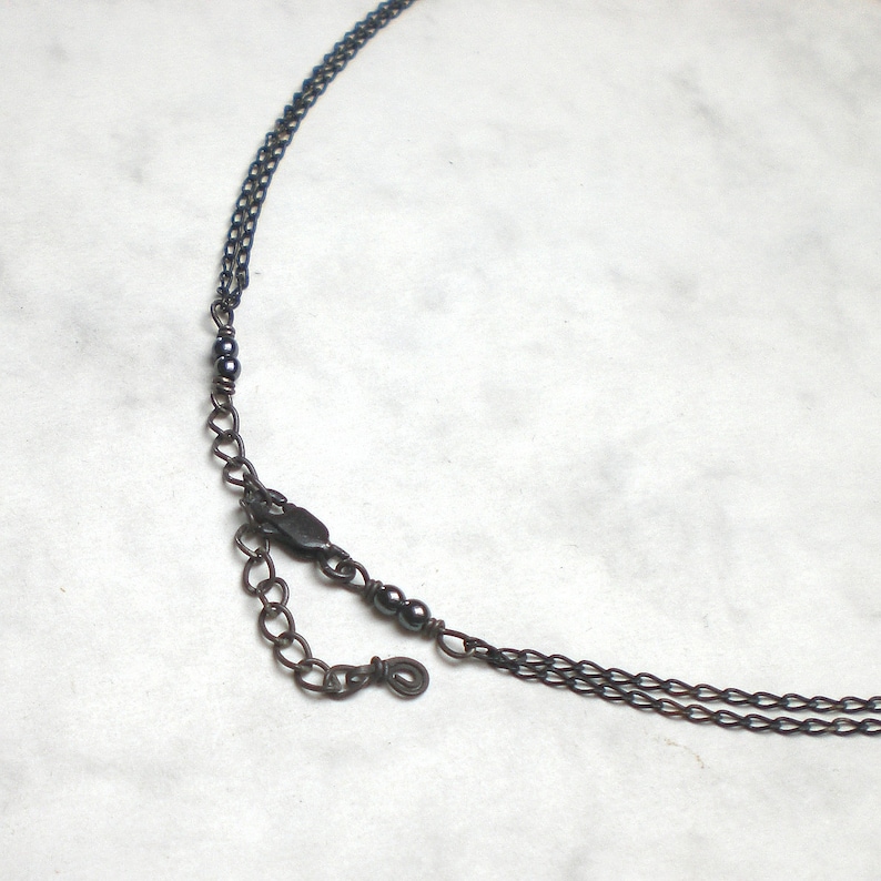 Minimalist necklace oval 925 silver gold plated and blackened, k983 image 3
