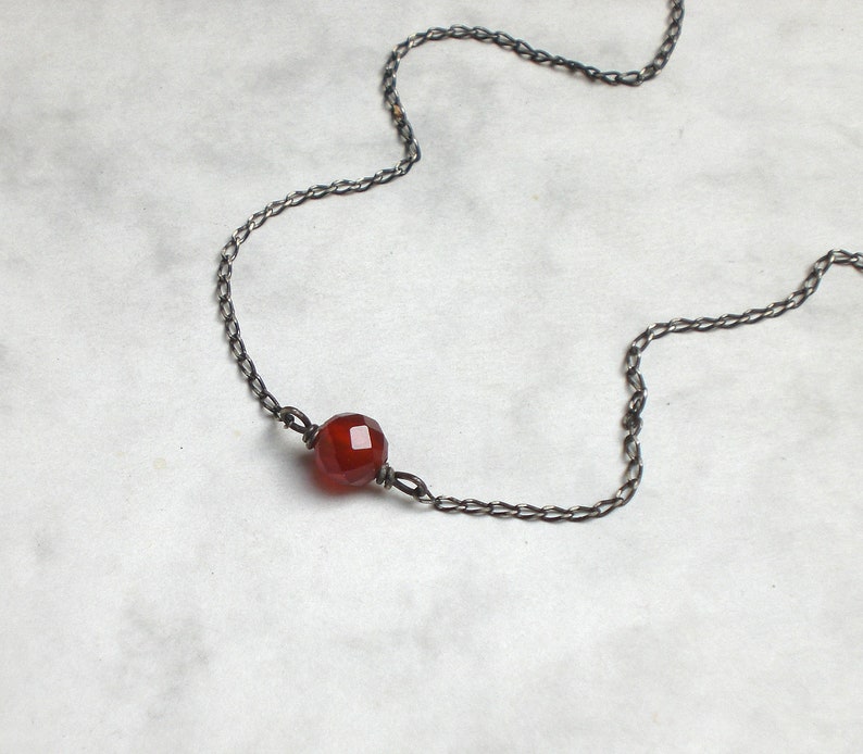 Rote Karneol Halskette 925 Silber Choker kurze feine Kette, n960 Bild 3