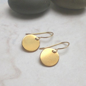 Simple gold plated disc earrings sterling silver and stainless steel round dangle earring, f136 image 2
