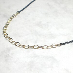 Minimalist necklace oval 925 silver gold plated and blackened, k983 image 4