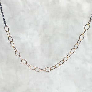 Minimalist necklace oval 925 silver gold plated and blackened, k983 image 9