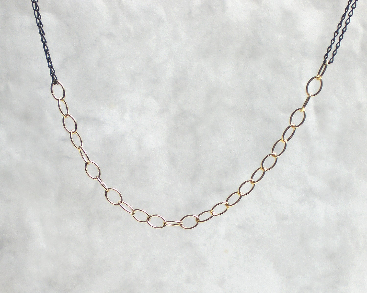 ミニマリストネックレス、925シルバー、金メッキ、ブラック、バイ