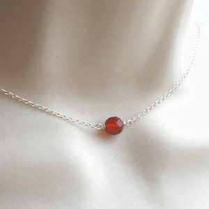 Rote Karneol Halskette 925 Silber Choker kurze feine Kette, n960 Bild 5