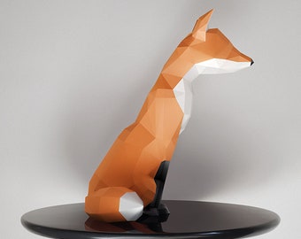 Fox sculpture papercraft 3D, craft kit for adults, puzzle to make your fox ornament
