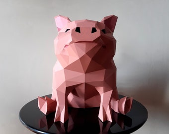 Cute pig sculpture papercraft 3D, craft kit for adults, puzzle to make your mini pig